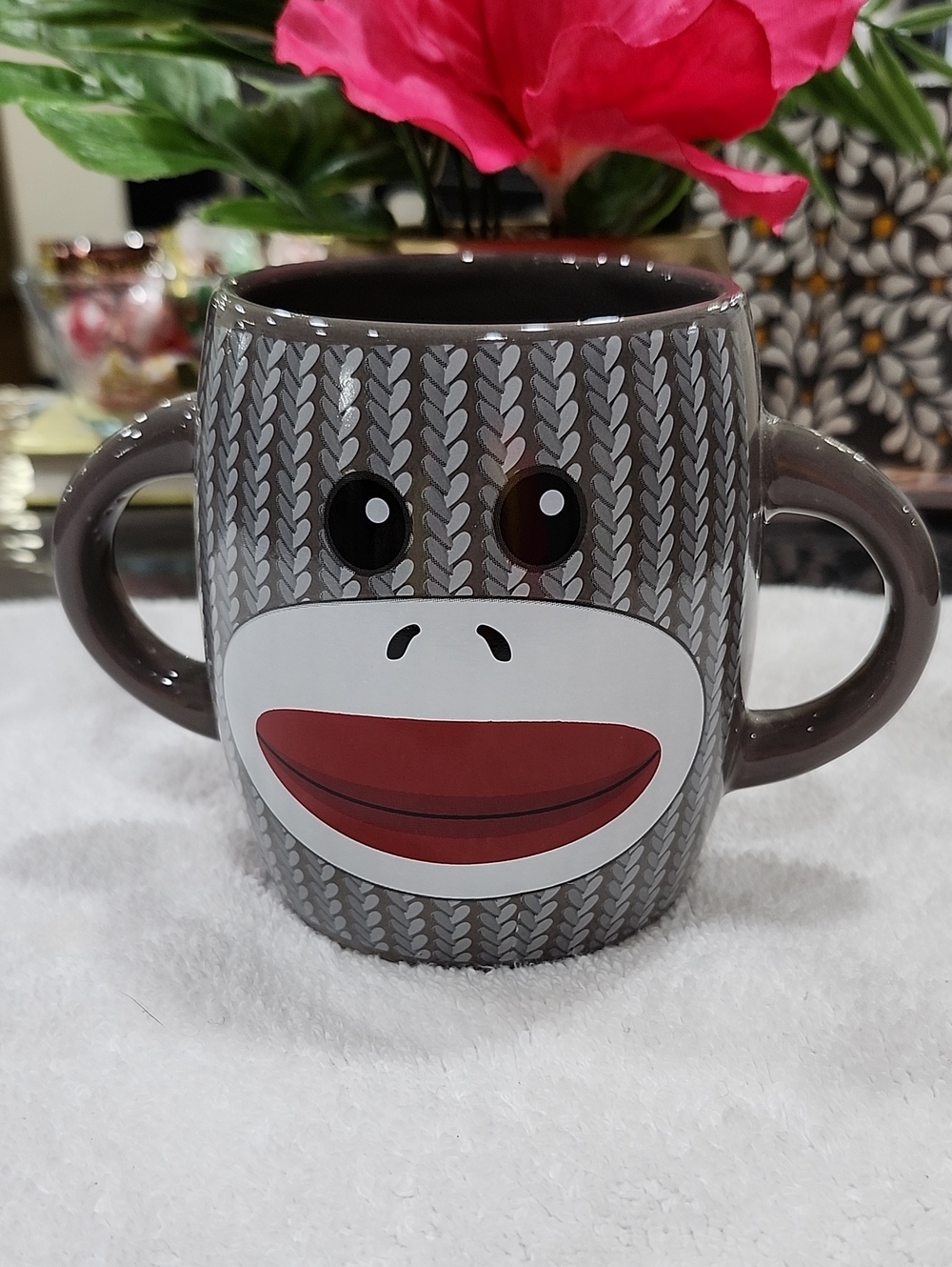 Galerie Gray Sock Monkey Ceramic Coffee Mug